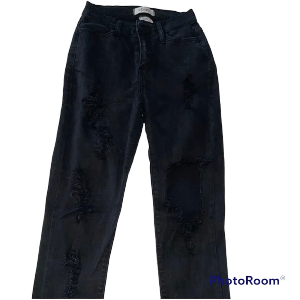 Vibrant Miu Black ripped skinny Jeans SIZE 3 W (25)